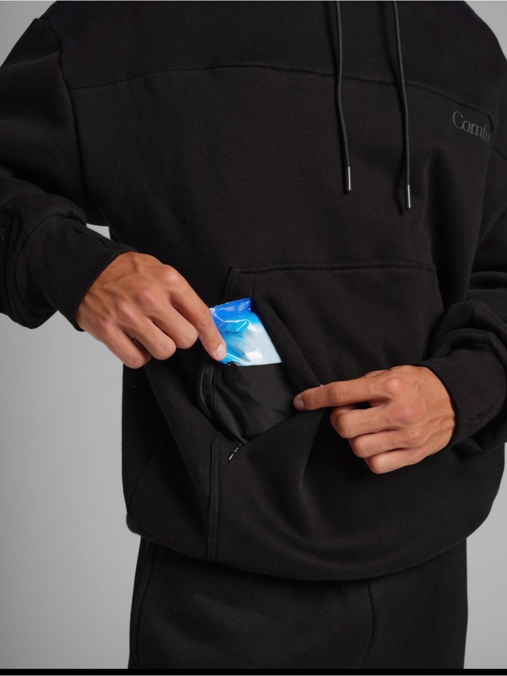Comfrt Black Oversized Hooded Sweatshirt - Picture 6 of 7